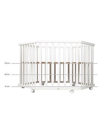 ROBA Parc Bébé Hexagonal en Bois "Miffy" + Tapis de Parc Bébé - Hauteur Réglable - Blanc