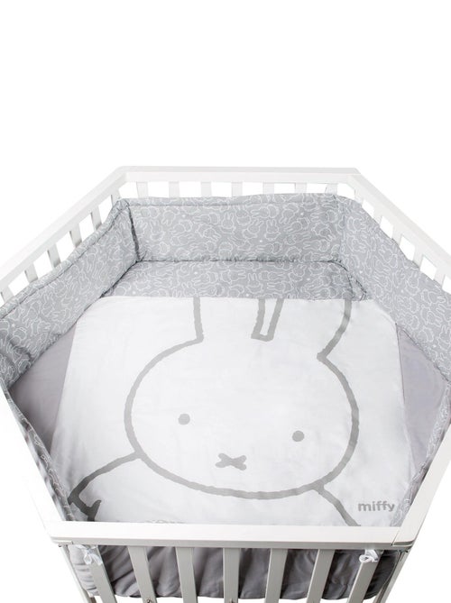 ROBA Parc Bébé Hexagonal en Bois "Miffy" + Tapis de Parc Bébé - Hauteur Réglable - Blanc - Kiabi