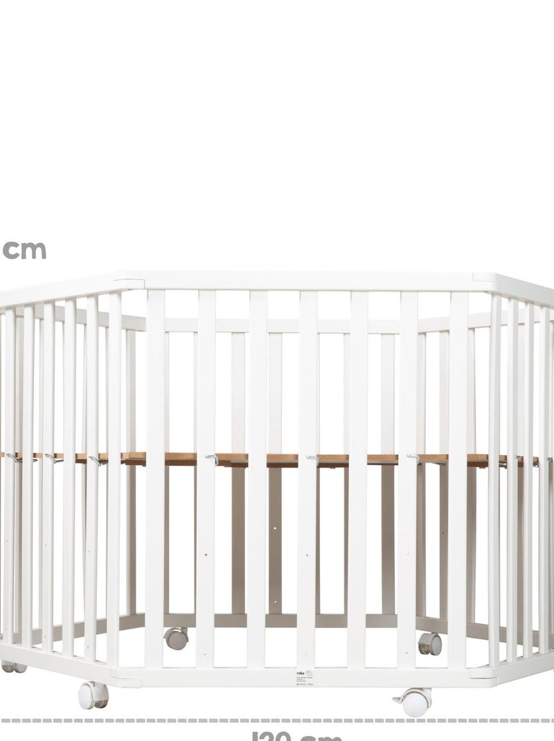 ROBA Parc Bébé Hexagonal en Bois "Miffy" + Tapis de Parc Bébé - Hauteur Réglable - Blanc Blanc - Kiabi