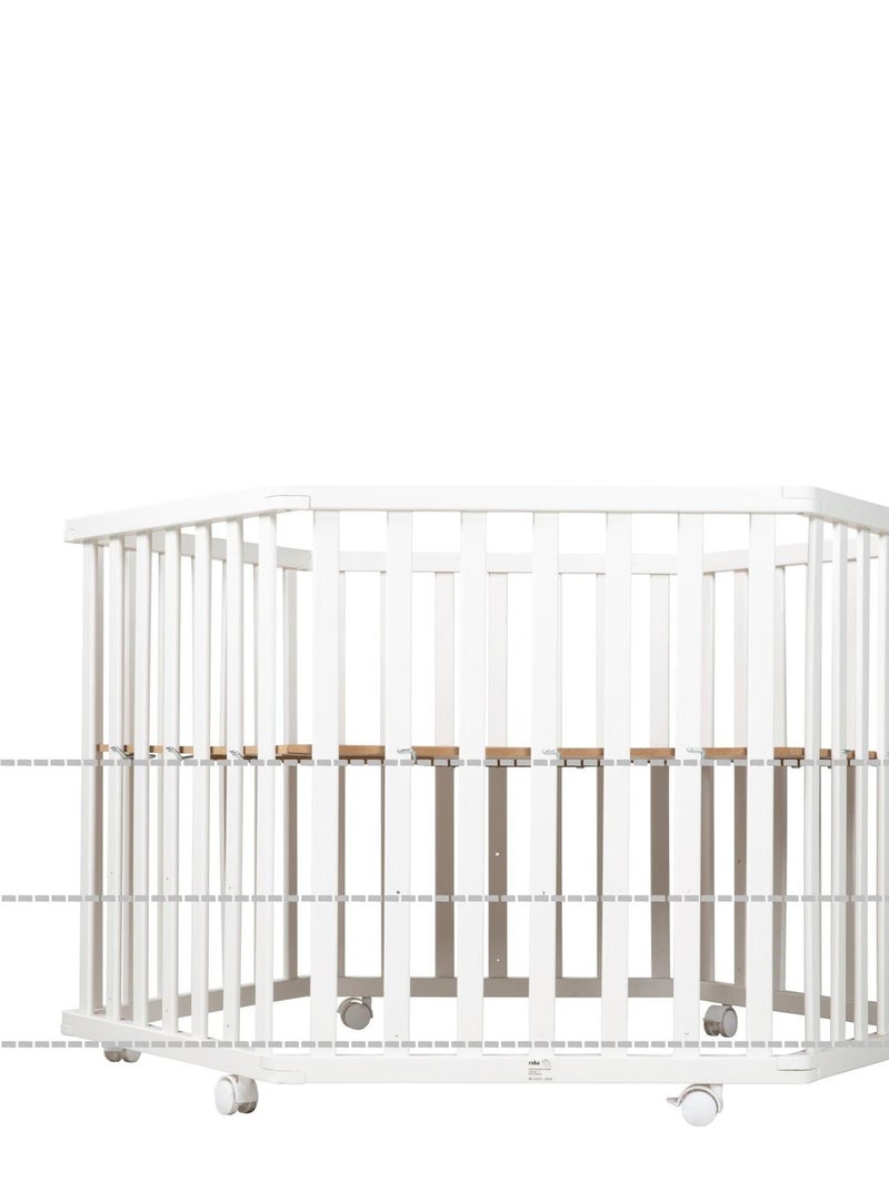 ROBA Parc Bébé Hexagonal en Bois "Miffy" + Tapis de Parc Bébé - Hauteur Réglable - Blanc Blanc - Kiabi