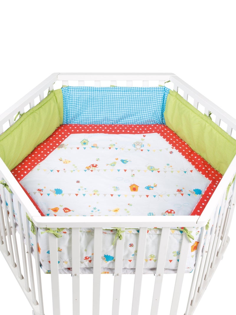 ROBA Parc Bébé Hexagonal + Tapis de Parc "Waldhochzeit" - Bois Blanc Blanc - Kiabi
