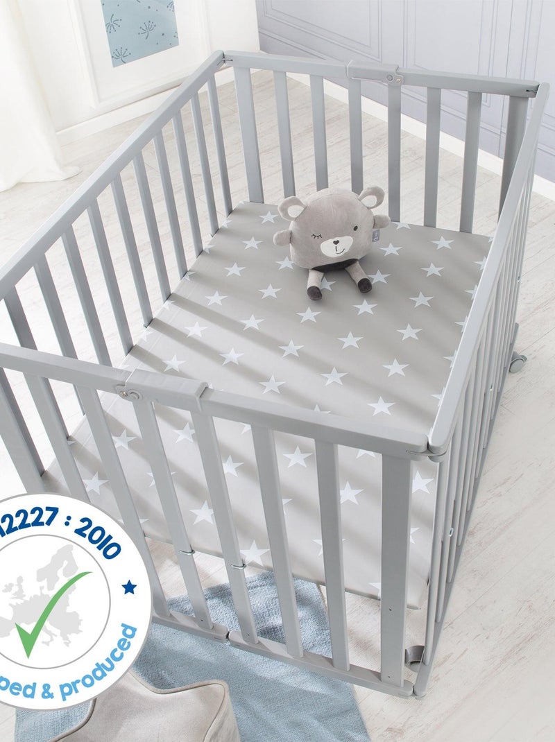 ROBA Parc Pliant 74 x 100 cm + Roues à Freins - Hauteur Réglable - Taupe Gris - Kiabi