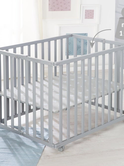 ROBA Parc Pliant 74 x 100 cm + Roues à Freins - Hauteur Réglable - Taupe - Kiabi