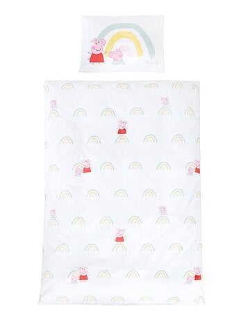 ROBA Parure de Lit Bébé 'Peppa Pig' 100 x 135 cm - 2 Pièces - Motif Arc-en-Ciel - Rose - Gris