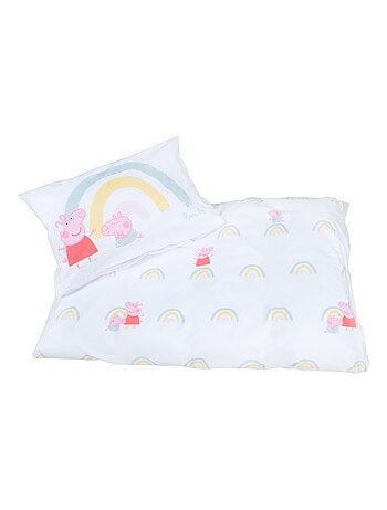 ROBA Parure de Lit Bébé 'Peppa Pig' 100 x 135 cm - 2 Pièces - Motif Arc-en-Ciel - Rose - Gris