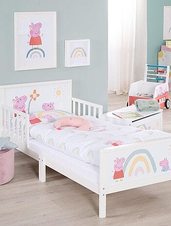 ROBA Parure de Lit Bébé 'Peppa Pig' 100 x 135 cm - 2 Pièces - Motif Arc-en-Ciel - Rose - Gris
