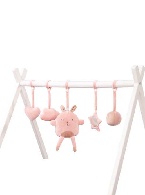 ROBA Portique d'Éveil en Bois pour Bébé + 5 pendentifs "roba Style" - Blanc/Rose - Kiabi