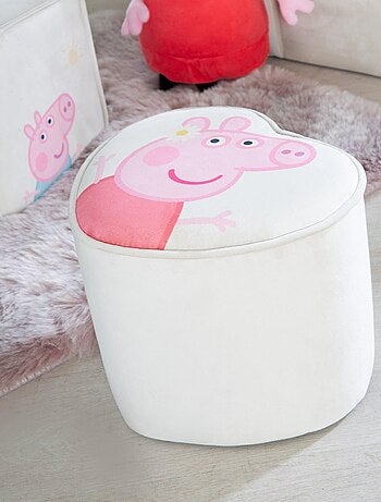 ROBA Pouf Bébé en Forme de Coeur Peppa Pig - Tabouret Enfant en Velours Doux - Beige - Motif Truie