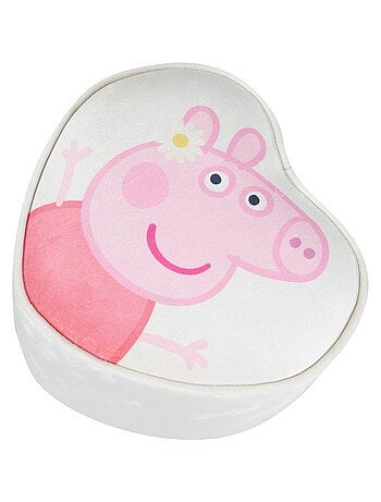 ROBA Pouf Bébé en Forme de Coeur Peppa Pig - Tabouret Enfant en Velours Doux - Beige - Motif Truie