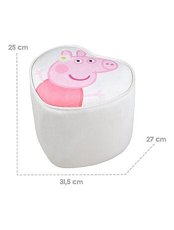ROBA Pouf Bébé en Forme de Coeur Peppa Pig - Tabouret Enfant en Velours Doux - Beige - Motif Truie