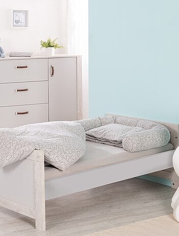 ROBA Serpent de lit bébé miffy® - 170 cm - Convient comme coussin d'allaitement - Gris clair