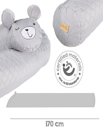 ROBA Serpent de Lit Bébé "roba Style" - 170 cm - Avec Visage d'Ours - Bleu Clair
