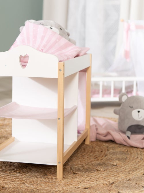 ROBA Table à langer de Poupée en Bois "Scarlett" + Équipement Textile - Kiabi