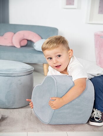 ROBA Tabouret en Forme de Coeur pour Chambre Enfant "Lil Sofa" - en Velours Doux - Rose