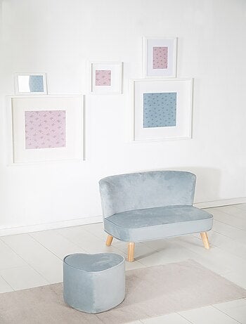 ROBA Tabouret en Forme de Coeur pour Chambre Enfant "Lil Sofa" - en Velours Doux - Rose