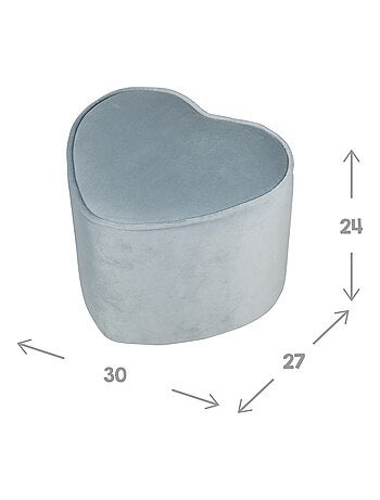 ROBA Tabouret en Forme de Coeur pour Chambre Enfant "Lil Sofa" - en Velours Doux - Rose