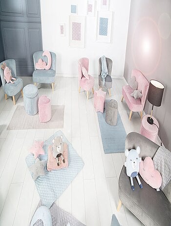 ROBA Tabouret en Forme de Coeur pour Chambre Enfant "Lil Sofa" - en Velours Doux - Rose