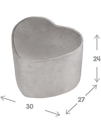 ROBA Tabouret en Forme de Coeur pour Chambre Enfant "Lil Sofa" - en Velours Doux - Rose