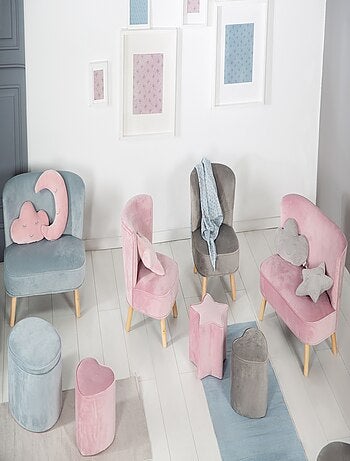 ROBA Tabouret en Forme de Coeur pour Chambre Enfant "Lil Sofa" - en Velours Doux - Rose