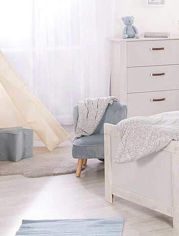 ROBA Tabouret en Forme d'Étoile pour Chambre Enfant "Lil Sofa" - en Velours Doux - Gris