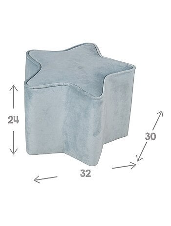 ROBA Tabouret en Forme d'Étoile pour Chambre Enfant "Lil Sofa" - en Velours Doux - Gris