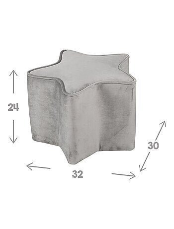 ROBA Tabouret en Forme d'Étoile pour Chambre Enfant "Lil Sofa" - en Velours Doux - Gris