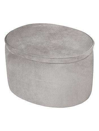 ROBA Tabouret Ovale en Velours pour Chambre Enfant "Lil Sofa" - Avec Coffre de Rangement - Gris