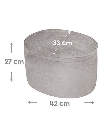 ROBA Tabouret Ovale en Velours pour Chambre Enfant "Lil Sofa" - Avec Coffre de Rangement - Gris