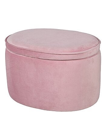 ROBA Tabouret Ovale en Velours pour Chambre Enfant "Lil Sofa" - Avec Coffre de Rangement - Gris