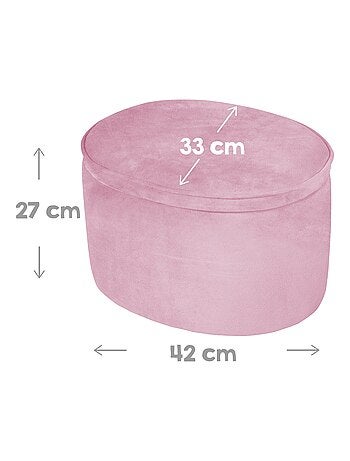 ROBA Tabouret Ovale en Velours pour Chambre Enfant "Lil Sofa" - Avec Coffre de Rangement - Gris