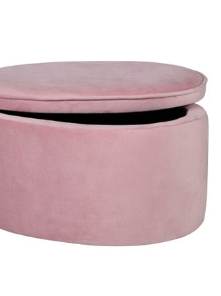 ROBA Tabouret Ovale en Velours pour Chambre Enfant "Lil Sofa" - Avec Coffre de Rangement - Rose