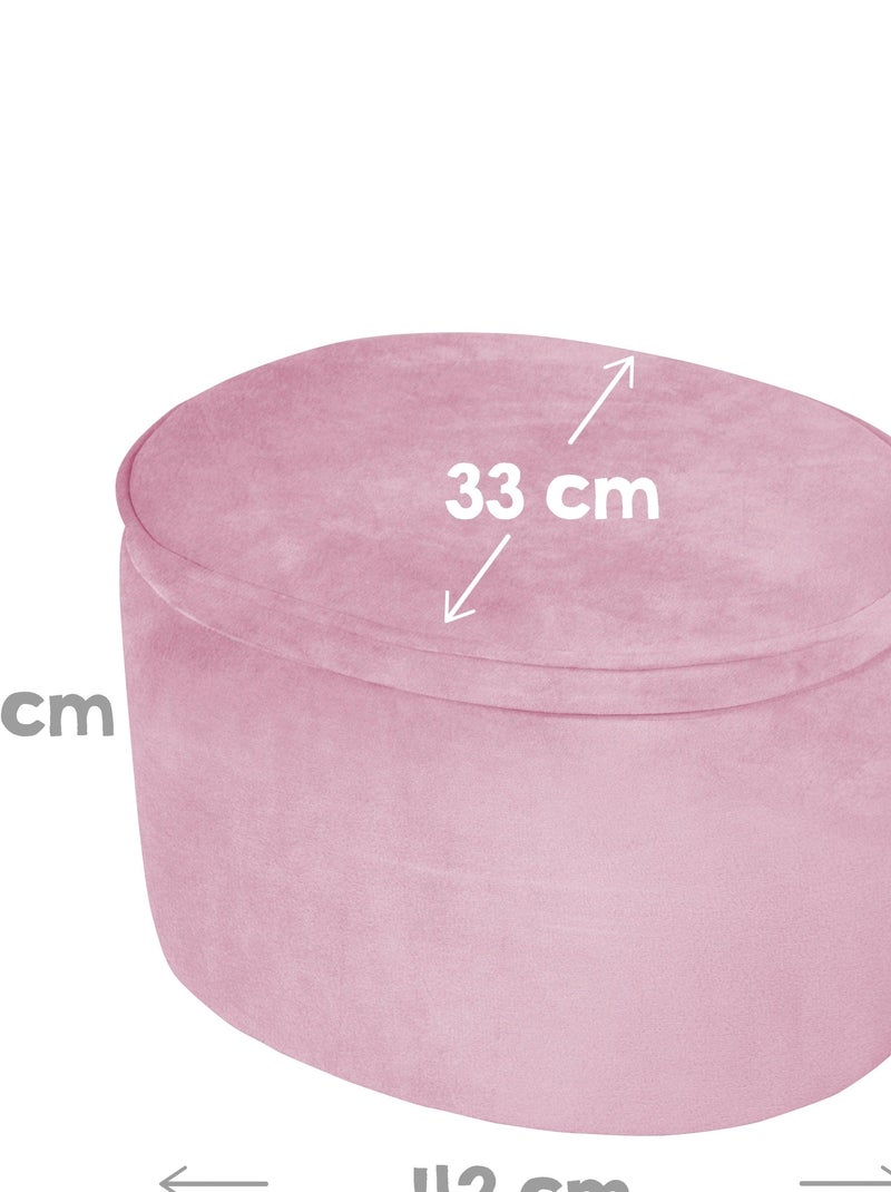 ROBA Tabouret Ovale en Velours pour Chambre Enfant "Lil Sofa" - Avec Coffre de Rangement - Rose Rose - Kiabi