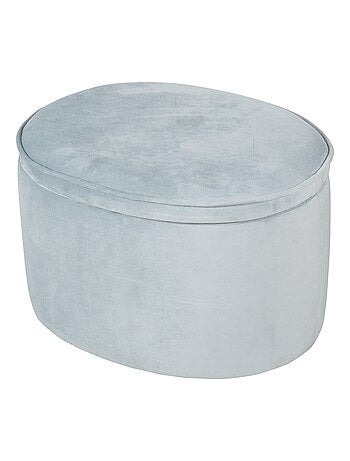 ROBA Tabouret Ovale en Velours pour Chambre Enfant "Lil Sofa" - Avec Coffre de Rangement - Gris