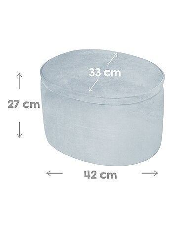 ROBA Tabouret Ovale en Velours pour Chambre Enfant "Lil Sofa" - Avec Coffre de Rangement - Gris