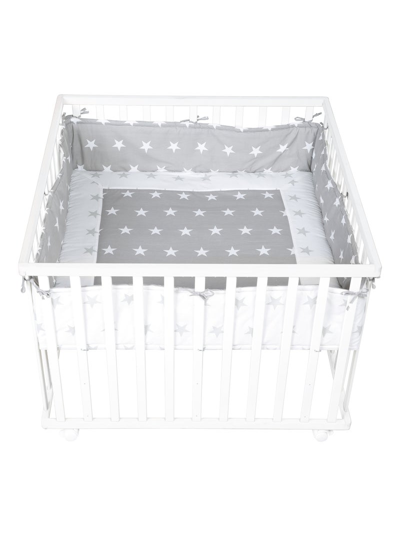 ROBA Tapis de Parc Universel avec Bords Little Stars - Imprimé Étoile Blanc Gris - Kiabi