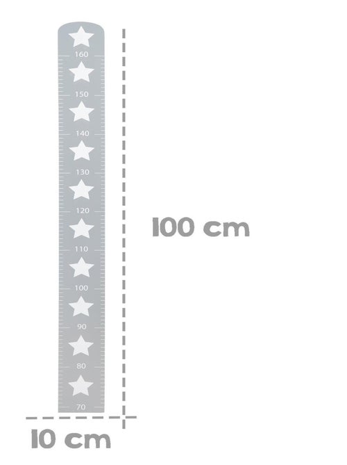 ROBA Toise Bébé en Bois "Little Stars" - Motif Étoile - Échelle jusqu'à 160 cm - Gris - Kiabi