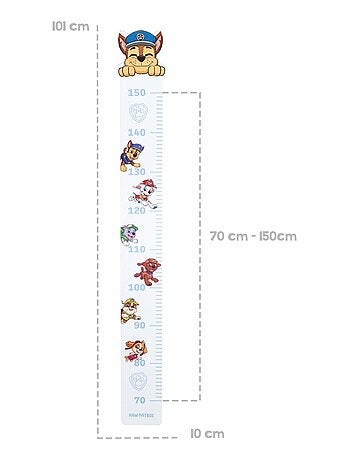 ROBA Toise Murale pour la Chambre d'Enfant 'Paw Patrol' - de 70 à 150 cm - Motif Chiens - Bleu-Gris