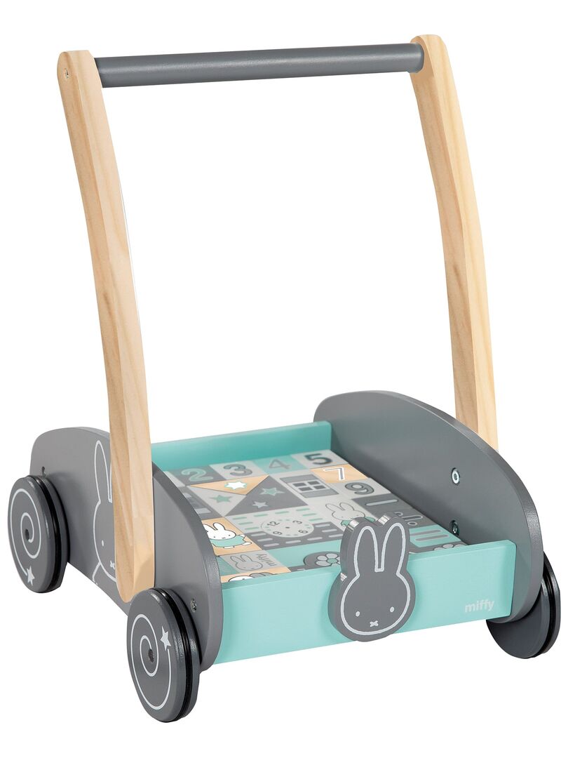 ROBA Trotteur Bébé Miffy® en Bois - avec Frein - Chariot de Marche -  Hauteur Poignée 45 cm - Gris Vert clair Blanc - Kiabi - 79.90€