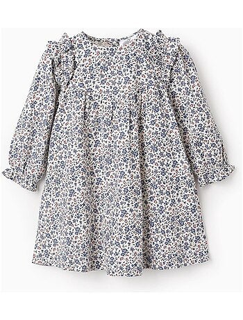 Robe 100% coton, floral, avec volants FRENCH CONNECTION