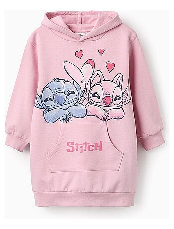 Robe 100% coton, matelassé, imprimé de points de suture Lilo & Stitch