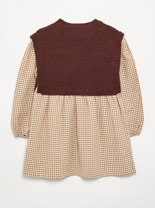 Robe 2 en 1 avec haut en maille et bas en flanelle - Kiabi