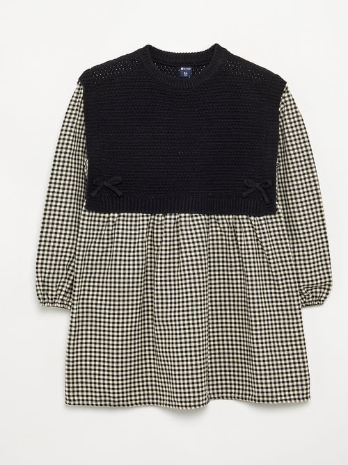 Robe 2 en 1 avec haut en maille et bas en flanelle - Kiabi