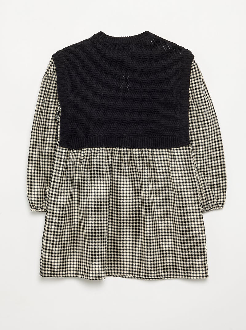 Robe 2 en 1 avec haut en maille et bas en flanelle Noir - Kiabi