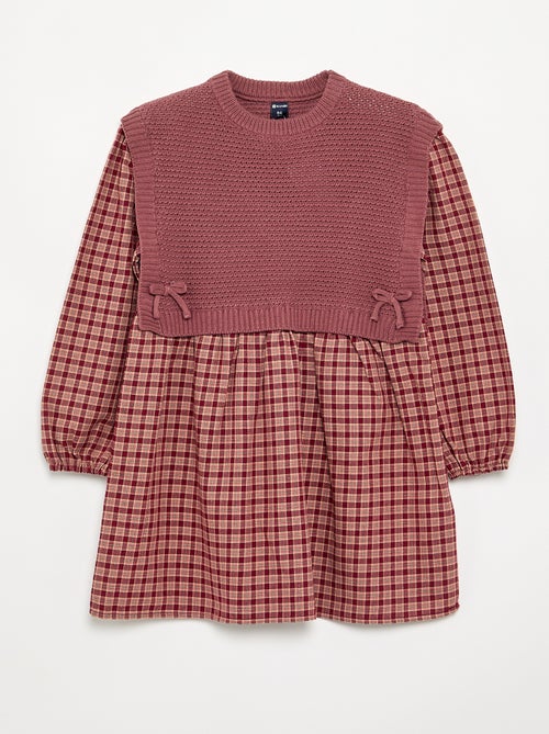 Robe 2 en 1 avec haut en maille et bas en flanelle - Kiabi