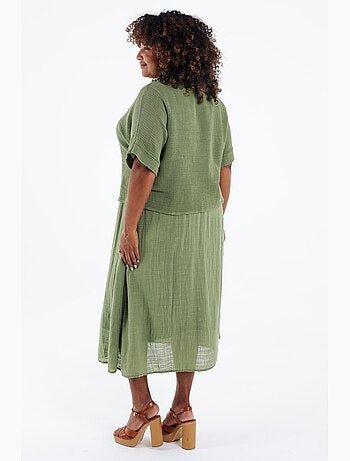 Robe 2en 1 en gaze de coton unie PAPRIKA