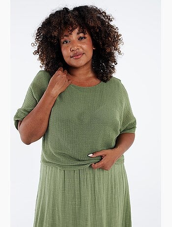 Robe 2en 1 en gaze de coton unie PAPRIKA