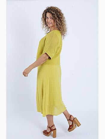 Robe 2en 1 en gaze de coton unie PAPRIKA