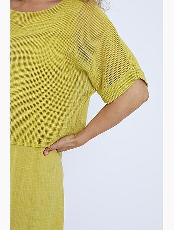 Robe 2en 1 en gaze de coton unie PAPRIKA