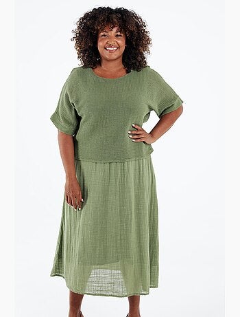 Robe 2en 1 en gaze de coton unie