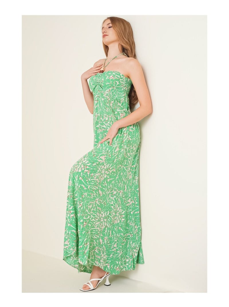 Robe à bretelles avec Motifs - Vert Anis Vert - Kiabi